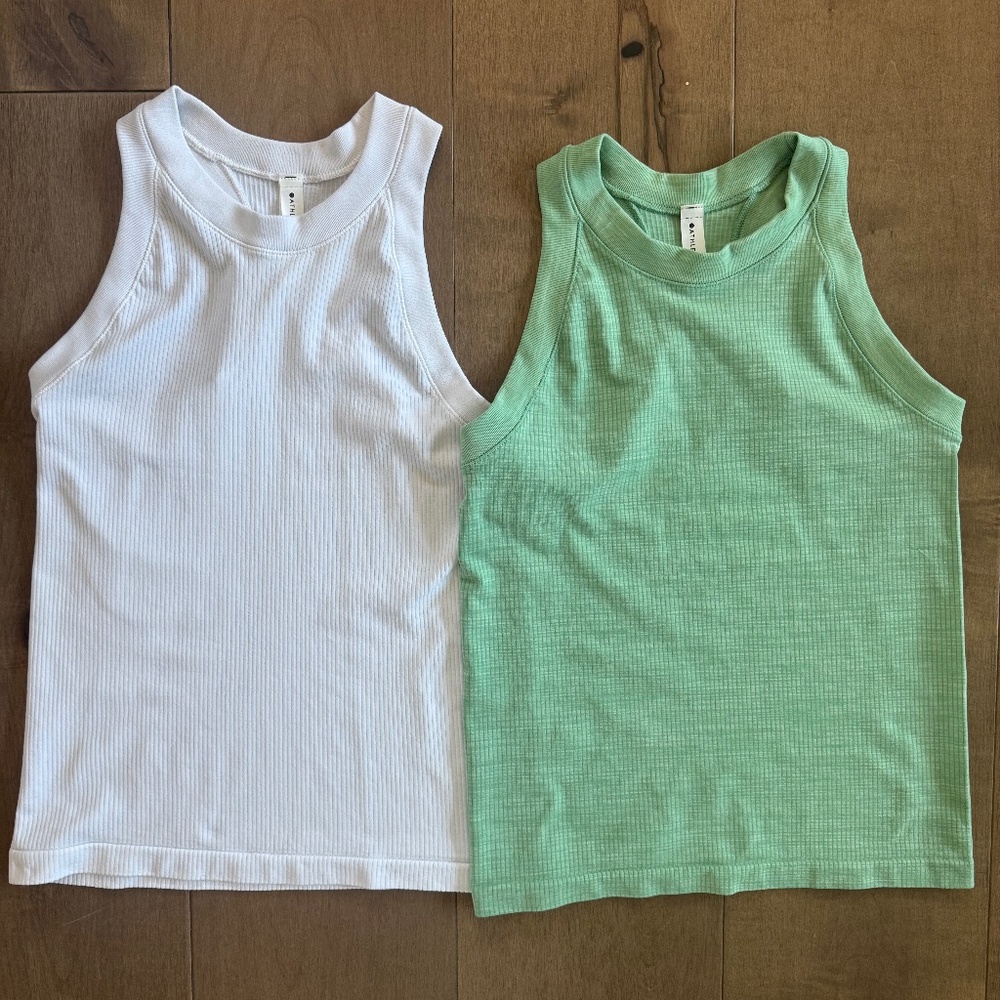 Athleta- ribbed racerback short tank tops, Like New Condition- Size Small